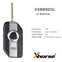 Clé universelle pour moto Xhorse XSBM90GL 8A, programmateur de clé à distance pour moto BMW style XM38, 2 boutons