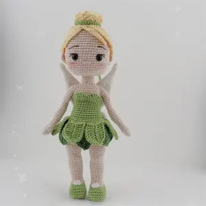 Nieuwe Aankomst Handgemaakte Knuffel Gehaakt Mooie Fairy Pop Amigurumi Fee Met Vleugels Gehaakte Feeën Pop