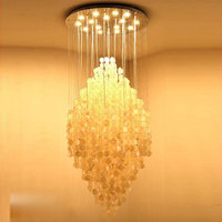 Lampe suspendue moderne en fer avec abat-jour en verre en forme de coquillage, avec LED à intensité variable, pour villa, maison, luminaire suspendu d'intérieur, lustre