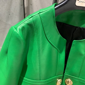 Chaqueta de lujo de cuero de doble botonadura para mujer, ropa de piel de oveja suave Real - Product Image 3