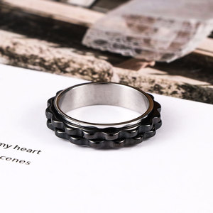 Stainless Steel <b>Ring</b> Black Screw Shape Men's Rotating Jewelry SA1216 Gift Fashion <b>Rings</b> - Product Image 1