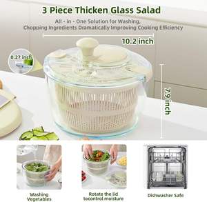 เครื่องปั่นสลัดผลไม้และผักแบบใช้มือ ความจุ 4.5 ลิตร ทำจากพลาสติก ใช้กับเครื่องล้างจานได้ สำหรับอุปกรณ์ครัว - Product Image 2