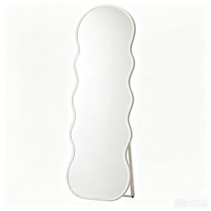 Espejo de Maquillaje Multifuncional con Gabinete, Estilo Ondulado Color Crema, de Pie y de Cuerpo Entero para Sala de Estar, Personalizable con 3 Opciones de Color - Product Image 2