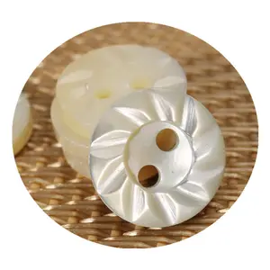 Customized White Shell Button 2-Hole Trocas Shell button for Coat, Shirt Suits, Knitwear, Woolen Coats