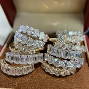 18K Solid Gold Full Eternity Stackable Diamond Band <b>Rings</b> <b>Set</b> Emerald Round Oval Cut Matching <b>Wedding</b> <b>Rings</b> <b>For</b> <b>Women</b> - Product Image 3