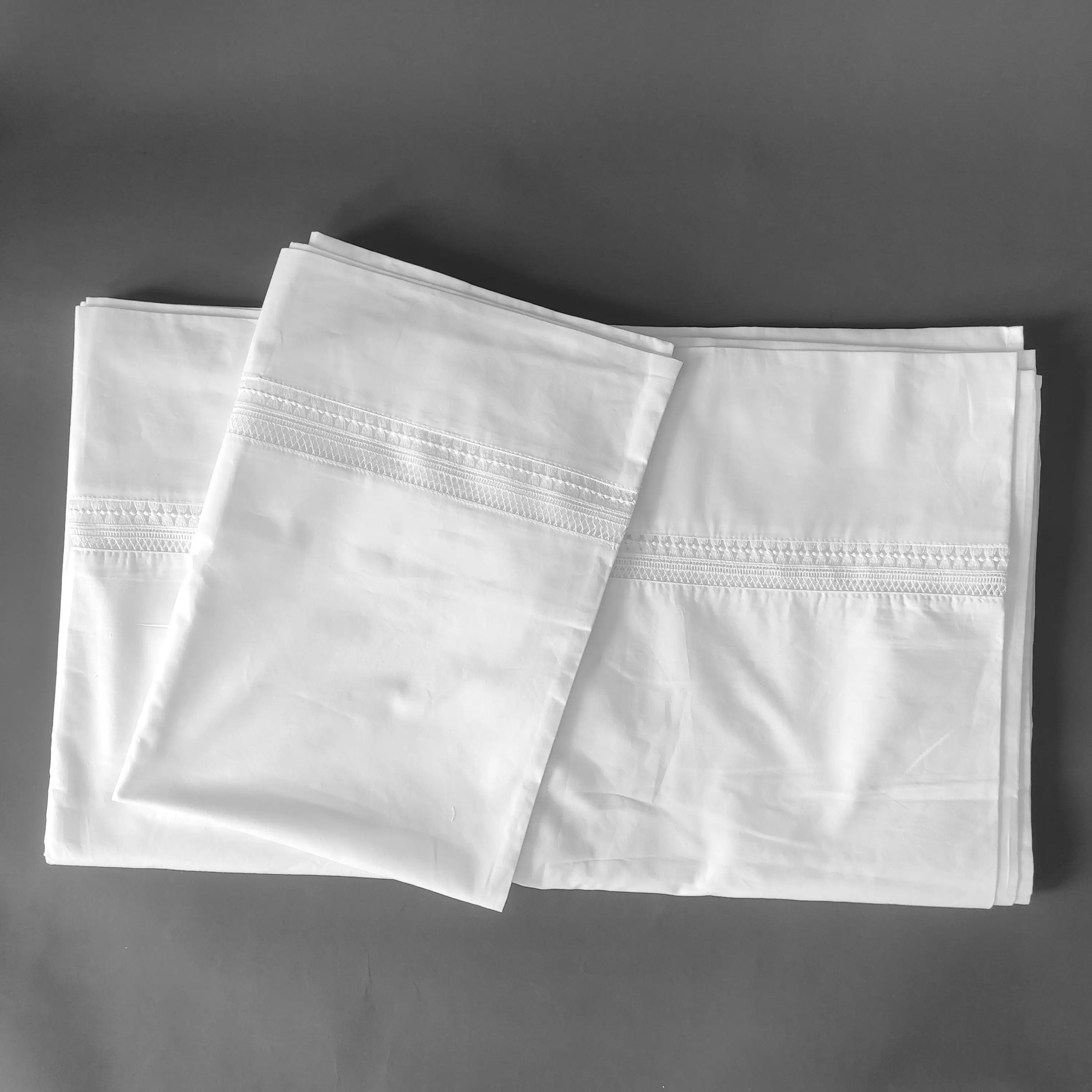 Blanco funda de almohada de algodón hoja de cama duvet cover set