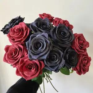 Roses artificielles avec tête unique, fausses fleurs, pour une décoration de mariage, couleur rétro française, pour l'automne,, B0328