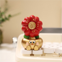 ROOGO Resin Kartun Pohon Uang Keberuntungan Figur Bunga Lukisan Tangan Kawaii Ornamen Meja Pembawa Keberuntungan Dekorasi Rumah Grosir