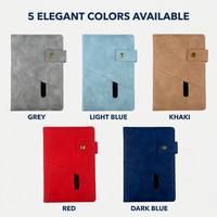 Carnet en cuir PU vintage avec logo personnalisé, format A5, ligné, avec poche innovante à fermeture élastique et fermoir magnétique en cuivre