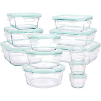 Boîtes à lunch rondes transparentes en verre borosilicate sans BPA, ensemble de contenants de préparation des repas avec couvercles en plastique pour aliments pour bébés et gelée