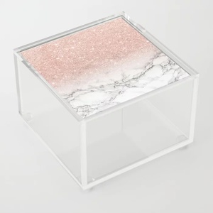 YAGELI Custom Clear Acrylic Glitter Storage <b>Box</b> with Custom Logo Silk-Screen Printed Custom Size for Home & Office Use - Product Image 2