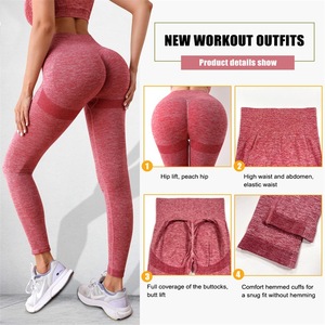 Vente en gros vêtements de yoga en satin de taille haute personnalisés collants pour le levage des fesses pantalons de yoga leggings pour femmes - Product Image 2