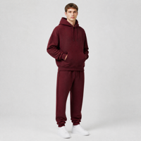 Ensemble survêtement 2 pièces OEM personnalisé pour homme, en molleton bouclette de coton 500 GSM, coupe oversize à épaules tombantes, couleur bordeaux, comprenant un sweat à capuche et un pantalon de jogging