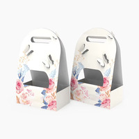 Caja de Pastel Personalizada Ecológica y Portátil con Recubrimiento UV, Diseño de Estampado Floral en Relieve, Logotipo Personalizado, Apta para Alimentos, Forma de Avión