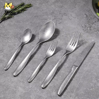 Ensemble de couverts TGYW rétro en acier inoxydable argenté mat brossé, fourchettes à salade, couteaux, cuillères à dessert pour mariage, voyage, maison, cuisine