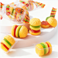 Halal fruit-gearomatiseerde hamburgervormige, meerkleurige, zoete gummy snoepjes, bulk, private label, OEM, op maat gemaakt voor kinderfeestjes.
