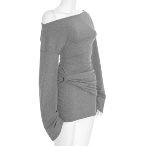 Vivblook ชุดเดรสเข้ารูปแขนยาวเปิดไหล่สำหรับผู้หญิงเครื่องแต่งกายแนวสตรีทเซ็กซี่สำหรับฤดูหนาวฤดูใบไม้ร่วง Q25DS306 - Product Image 3