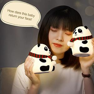 Lampe Panda en silicone LED mignonne de dessin animé 2023, capteur tactile USB, lumière colorée, veilleuse de chevet, batterie au lithium pour enfants, 4-10 heures - Product Image 5