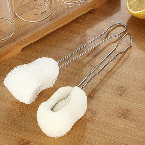 Brosse à éponge en acier inoxydable avec tête détachable pour nettoyer les thermos, les biberons et les gobelets en verre - Product Image 2