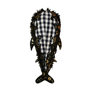 Peluche a Forma di Balena Gotica OEM ODM, Design Personalizzato con Motivo a Stelle Nere e Dorate, Animale Imbottito di Alta Qualità in Tessuto Morbido, Produttore all'Ingrosso - Product Image 1