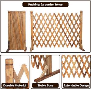 Buen Proveedor, Mejor Calidad, Valla Telescópica de Madera para Jardín, con Base Plana y Patas de Madera, Resistente a la Putrefacción, Duradera y Ecológica - Product Image 2