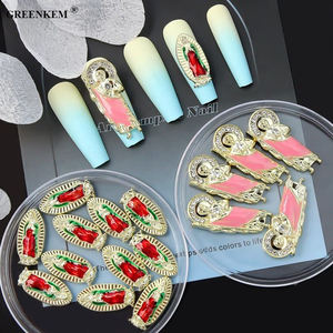 Breloques 3D pour ongles en alliage métallique Peinture DIY Gold Rose Gemstone Luxury Nail Decoration Virgin Mary Nail Charms - Product Image 4