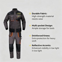 Ensemble de combinaison et pantalon de travail pour hommes, tenue de mécanicien robuste avec plusieurs poches, uniforme de sécurité pour la construction