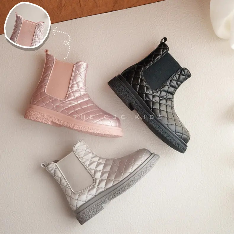 TX new arrival girl slip on Mar tin booties Chelsea ankle shoes children's high top children's flat boots for kids