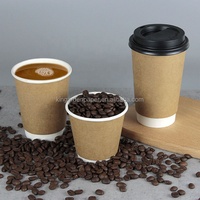 Gobelet en papier kraft 16 oz écologique à double paroi imprimé flexographique avec logo personnalisable jetable pour café eau minérale à emporter