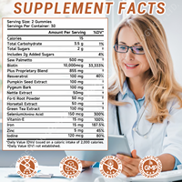 Gummies pour la santé des cheveux sans sucre et sans gluten, marque privée OEM, bloqueur de DHT, soutien nutritionnel du cuir chevelu, 2 gummies par jour