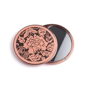 Factory Design Metal Engrave Logo Small Gold Mirror Round Pocket Mirror