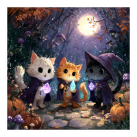 CHENISTORY Peinture par numéros DIY, motif Halloween, Chat Sorcier, pour adultes, cadeau DIY