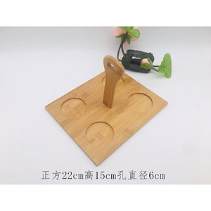 Plateau rectangulaire en bambou avec deux ou trois trous pour servir des plats chauds et du pain - Product Image 5