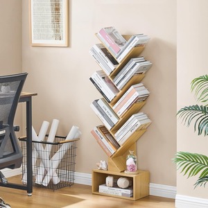 Wood Book Shelf Book Organizer Shelves Wood Tall Bookcase Storage Organizer with Drawer <b>Tree</b> Modern Bookshelf Floor <b>Standing</b> - Product Image 5