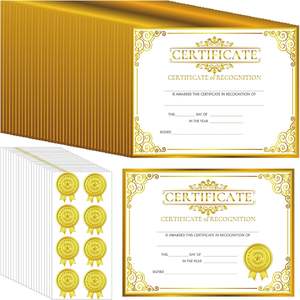 Vente en gros de certificats de reconnaissance Papier de certificat avec des sceaux d'autocollant en or Prix pour les réalisations de diplôme - Product Image 1