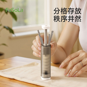 FaSoLa Press Needle Box Plastic Portable Sewing Needle Storage Case Grey Square Shape DZ-844 - Product Image 4