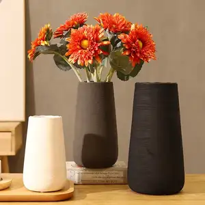 Billige moderne gebürstete Keks handgemachte Keramik Vase Granatapfel Frucht Sonnenblume Blumen Nordic Home Keramik Blumenvase