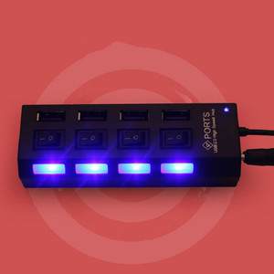 4 Port <b>Usb</b> <b>2.0</b> Hub With Individual Switches And Led Lights For Desktop Or Laptop Use - Product Image 1