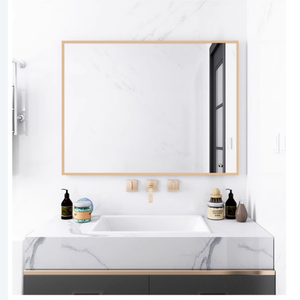 Miroir de salle de bain à cadre noir, rectangulaire horizontal, <span class=keywords><strong>mural</strong></span>, pour salle de bain, hôtel, moderne, simple, vente en gros - Product Image 3