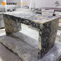Mesa de Oficina Rectangular Moderna de Mármol Natural Calacatta Viola, Mesa de Conferencia Tallada a Mano con Cajón
