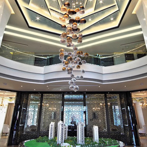 Banquet Hôtel Escaliers Boule Ronde Lustre Plafond Villa Duplex Salon Lave Verre Lustre Pendentif Lumière - Product Image 3