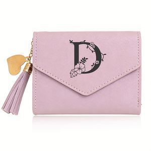 Cartera de Cuero Pequeña para Mujer, con Múltiples Ranuras, Color Sólido, Estilo Clásico, con Cierre, Ventana para Identificación y Bolsillo para Monedas - Product Image 1