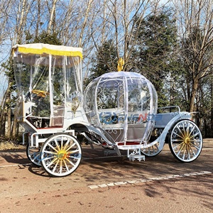 Chariot de mariage blanc à bas prix, style calèche, avec 4 roues, chariot citrouille, rideau de pluie personnalisable - Product Image 5