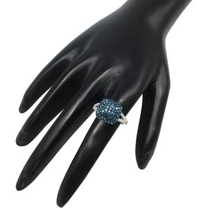 Ornaatis Sterling Silver Square <b>Dome</b> Diamond <b>Ring</b> 1.17 Cttw Round Brilliant Cut Women's Engagement Jewelry - Product Image 5