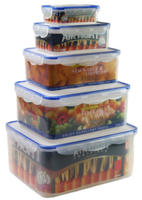 Ensemble de 5 contenants de stockage alimentaire rectangulaires hermétiques de grande capacité avec couvercles, contenants de stockage de cuisine pour la préparation des repas