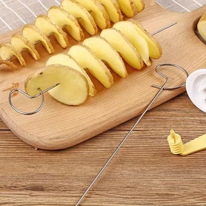 Cortador de patatas en espiral Tornado de acero inoxidable, cortador Manual de verduras con manivela, cortador de patatas en espiral - Product Image 5