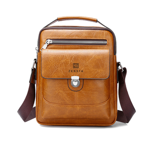 حقيبة كتف جلدية للرجال بسعر المصنع، حقائب رسول للأعمال، حقيبة سفر عالية الجودة من جلد البقر للرجال - Product Image 1