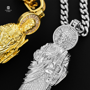 Pendentif Jésus Hip Hop Iced Out pour Hommes, Plaqué Or 18 carats, Laiton, Diamant Moissanite VVS - Product Image 3