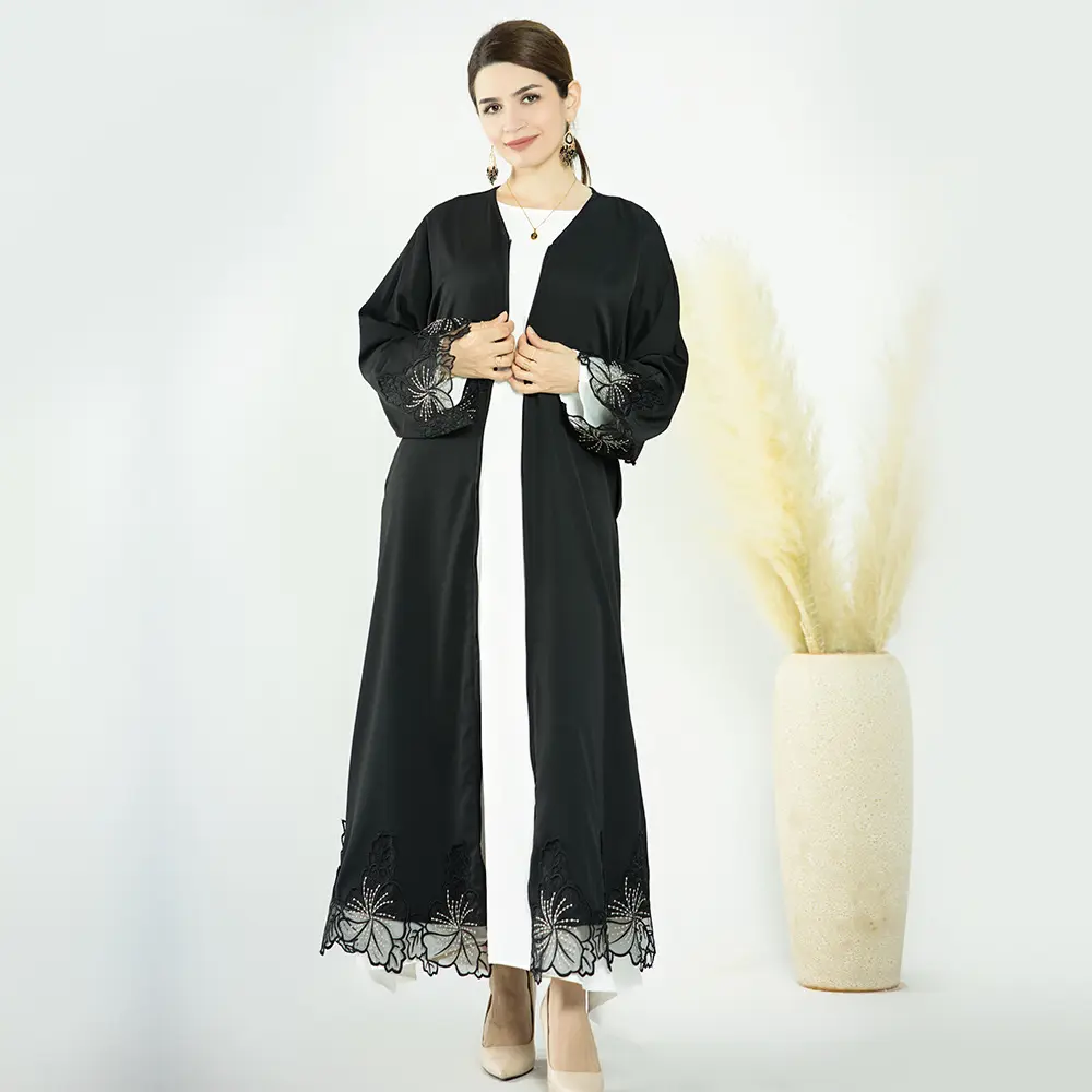 L-184 renda trim cardigan multi Warna Muslim pakaian Abayas Dubai gaun Muslim Wanita Timur Tengah