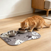 SHNYGO Tapis d'alimentation pour animaux de compagnie en PVC, imperméable et antidérapant, pour chien et chat, 40x60cm, imprimé de dessins animés mignons, facile à nettoyer, tapis de sol